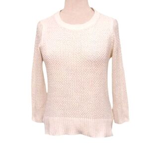 Lauren Ralph Lauren "Prior" Textured Knit Split Hem Sweater in "Eggshell"- Sz.Sm